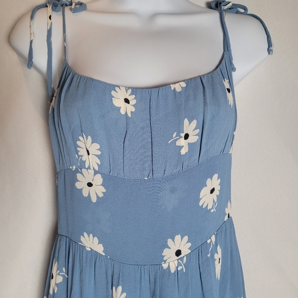 Reformation Chelsea Girl Cottagecore Kealy Blue Floral Print Midi Dress Size 0 - Picture 3 of 13